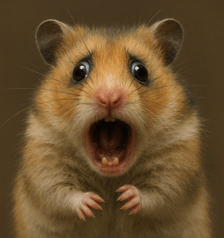 Un hámster aterrado