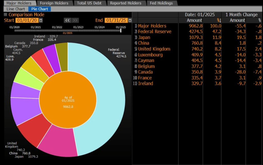 Principales tenedores de deuda pública americana